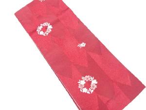 矢羽根に桜模様織り出し　半幅帯